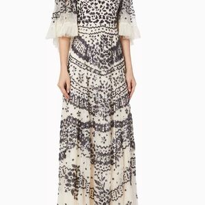 Needle & Thread Black and Cream Long Sleeve Dress